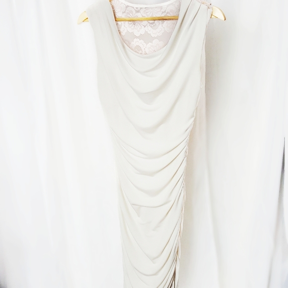 Ivory Spring/Summer Rouched Pencil Cocktail Dress - Picture 4 of 9